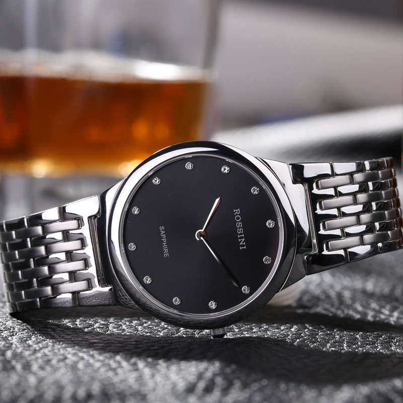 【启迪系列】罗西尼手表男专柜简约情侣石英钢带防水男表女表5395