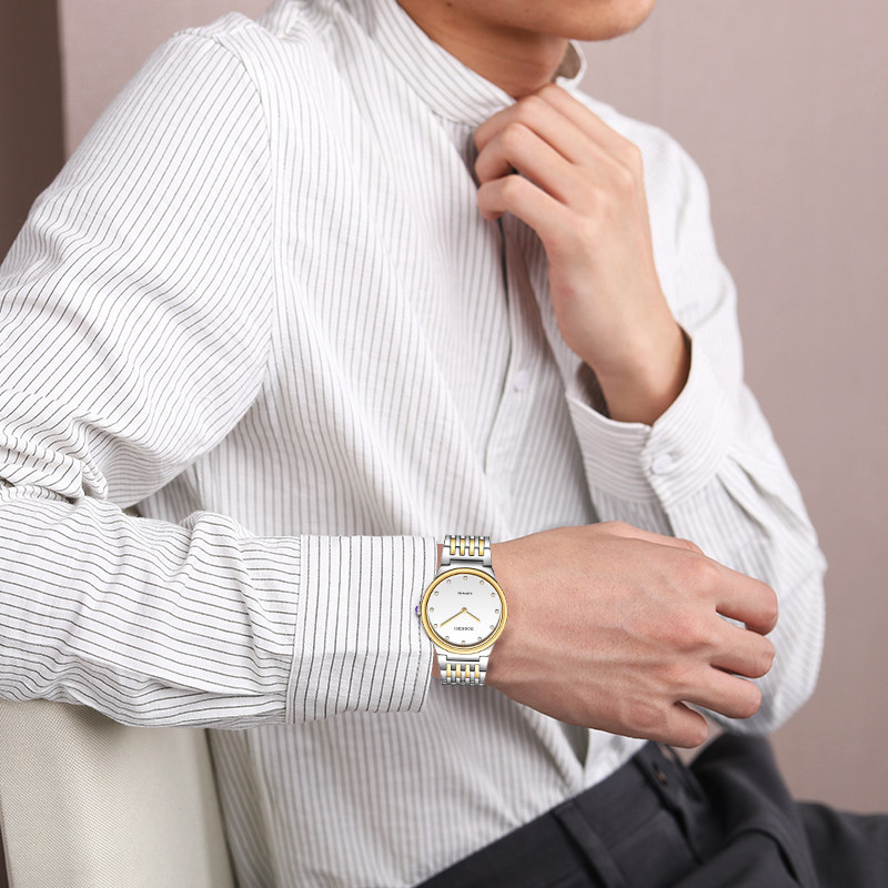 【启迪系列】罗西尼手表男专柜简约情侣石英钢带防水男表女表5395