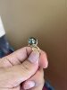 Tahitian malachite green ring with shiny 10.9mm 18k natural diamonds