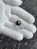 11.59mm Tahitian malachite green ring set with super-heavy S925 cultivated diamonds, shot in natural light
