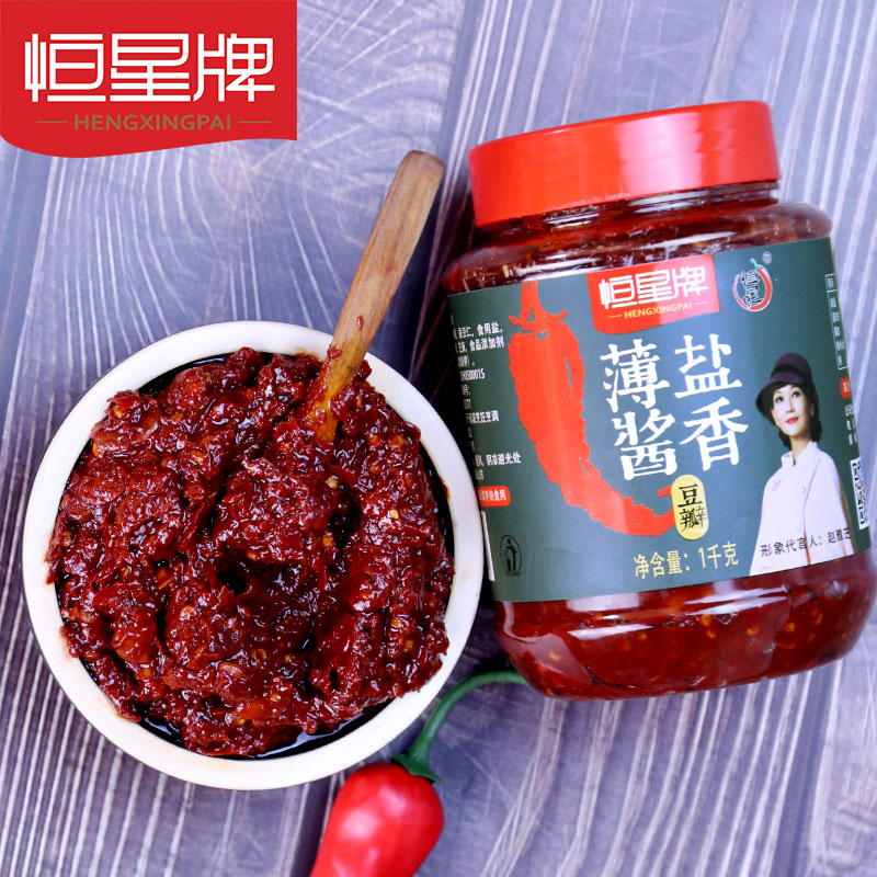 恒星牌 薄盐豆瓣四川特产辣酱辣椒酱正宗红油豆瓣酱调料1000g*1瓶