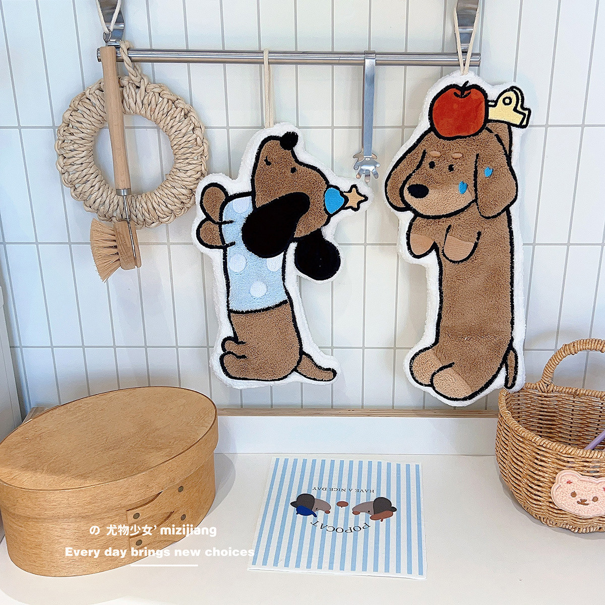 创意腊肠狗擦手巾双层定制款速干干手巾双层加厚擦手帕厨房挂墙式,淘宝优惠券,粉丝福利购,淘宝优惠卷