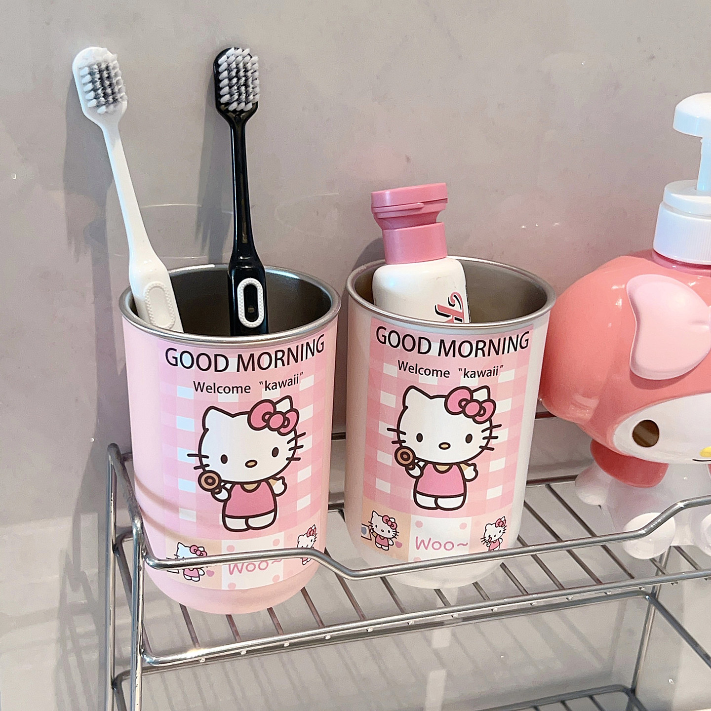 可爱少女心卡通漱口杯304不锈钢家用学生宿舍牙刷杯牙缸粉嫩猫咪,淘宝优惠券,粉丝福利购,淘宝优惠卷