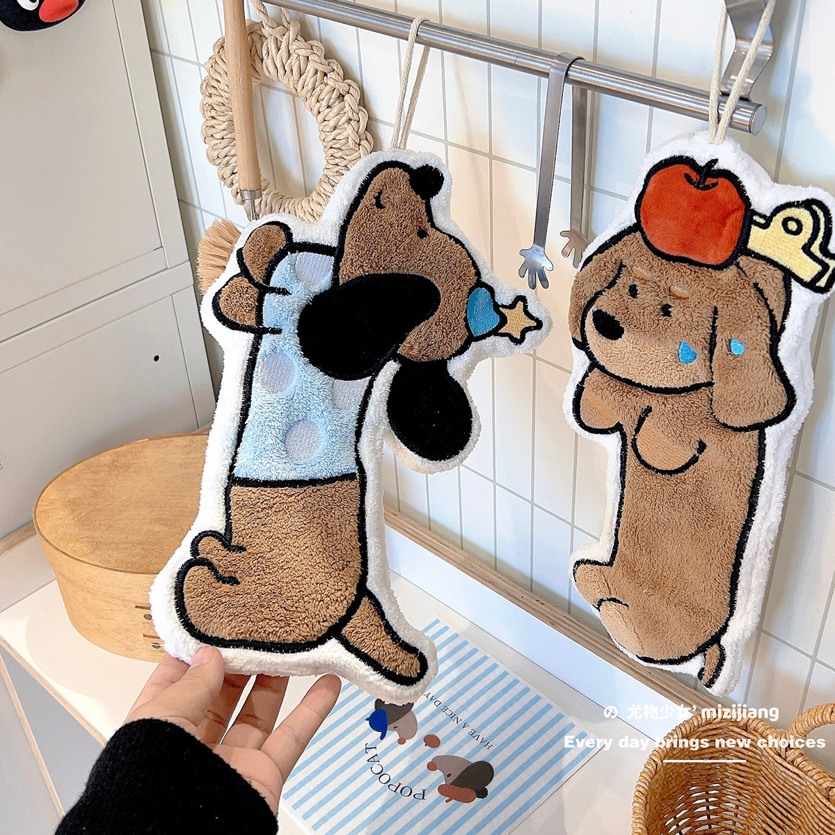 创意腊肠狗擦手巾双层定制款速干干手巾双层加厚擦手帕厨房挂墙式,淘宝优惠券,粉丝福利购,淘宝优惠卷