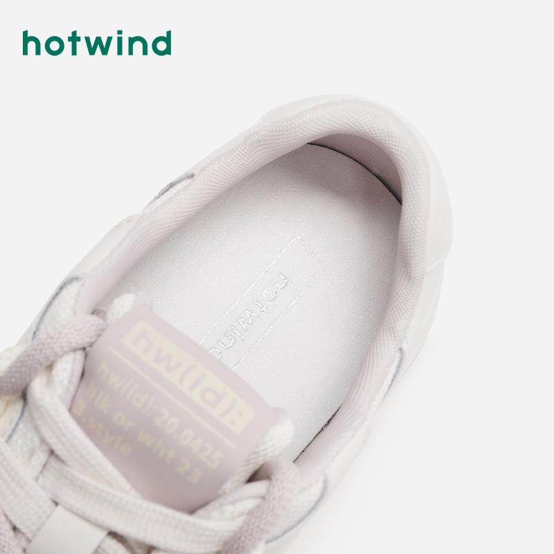 热风秋季新款女士松糕底显高板鞋运动户外跑步鞋百搭小白鞋 - 图1