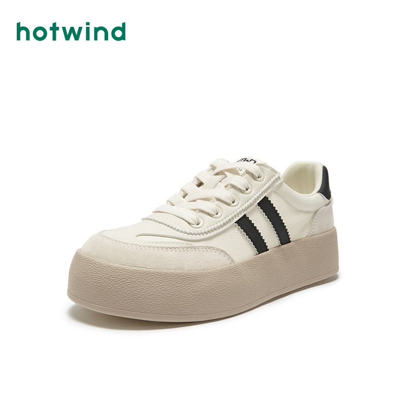 热风秋季新款女士松糕底板鞋运动德训鞋系带圆头阿甘鞋女,淘宝优惠券,粉丝福利购,淘宝优惠卷