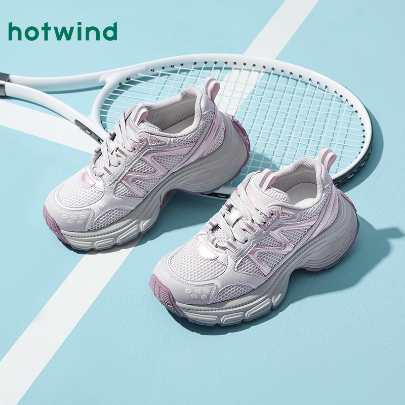 热风厚底老爹鞋女款2025年秋季新款复古运动休闲鞋百搭银灰色女鞋 - 图2