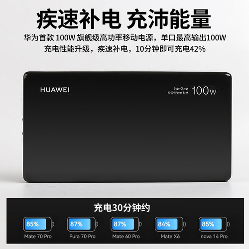 华为充电宝100W超级快充原装移动电源12000mhA大容量Mate80充电宝 - 图1