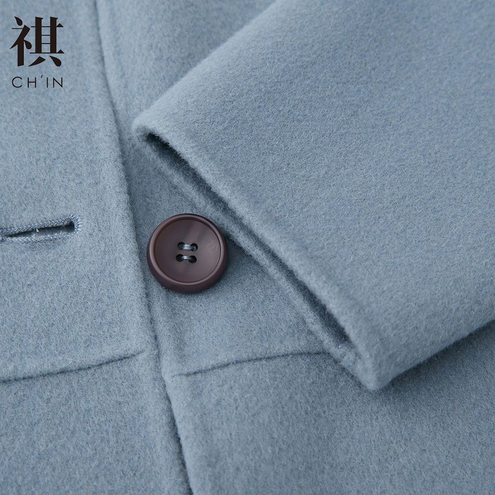 chin祺羊毛大衣长款2020毛呢大衣 chin祺毛呢外套