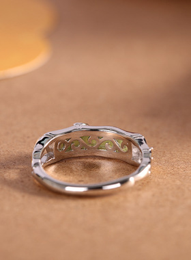 人品银品 s925纯银竹节戒指女简约中国风小众设计个性古风食指戒