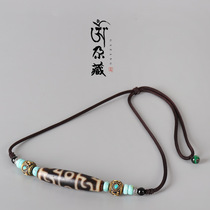 Tibetan Tibetan Lianshi Law Celestial Beads Necklace Original Mine Pine Stone Pendant Original Ethnic Wind and Mao Men and Men