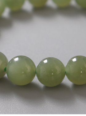 和田玉冰种圆珠手链 天然原矿新疆玉手串单圈女 珠宝饰品