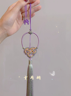 高货纯手工编绳高档玉坠吊坠翡翠平安扣樱花玛瑙车挂黄金饰品流苏