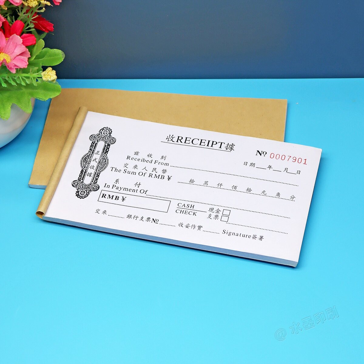 中英文正式收据二联单栏繁体英文收条香港澳门RECEIPT收款票据本