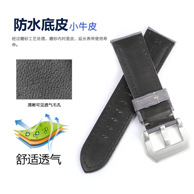 代用沛纳海庐米诺柏尼时军表手表带 tkn配件