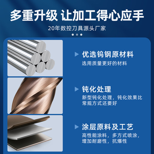 55度钨钢圆鼻刀圆鼻铣刀r角4刃加长牛鼻刀硬质合金不锈钢专用锣刀 - 图2