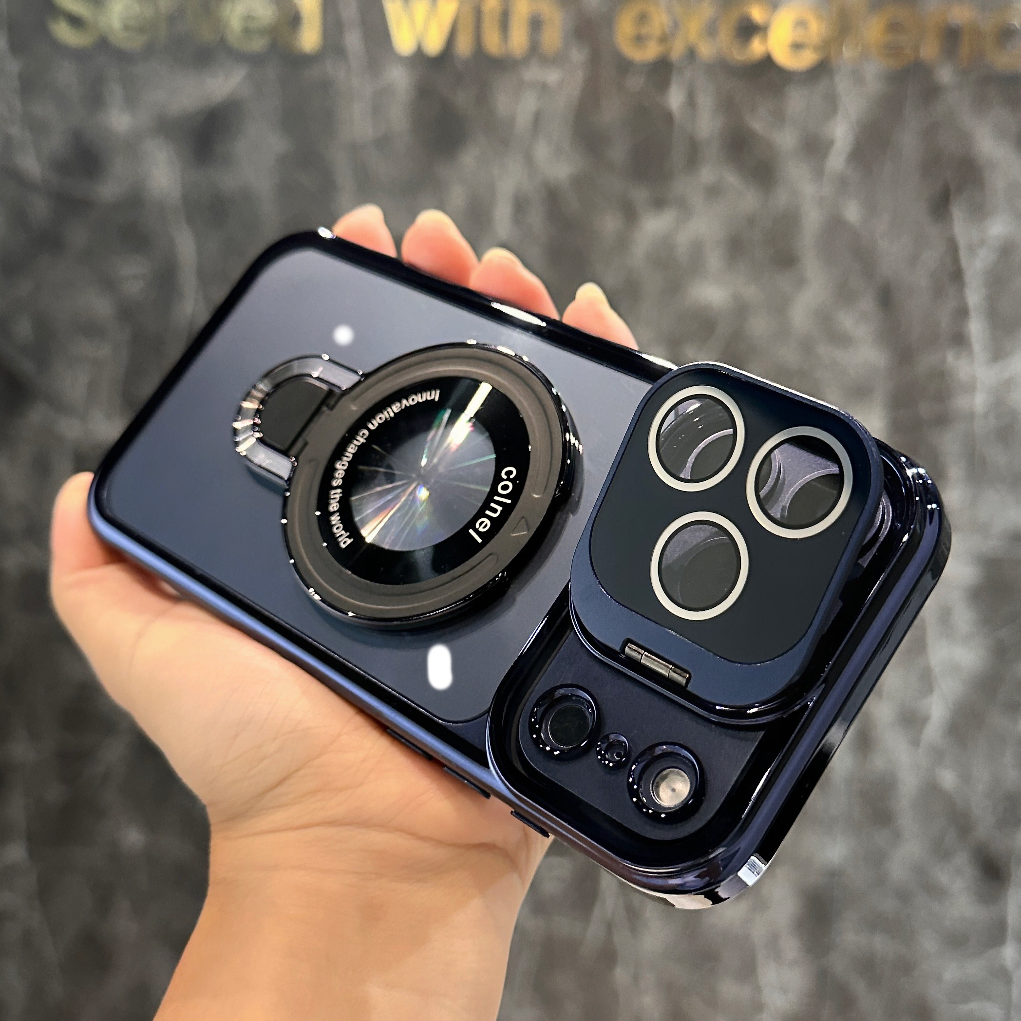 超强防摔适用苹果17promax手机壳新款iphone16pro隐藏式镜头支架自带镜头膜17air磁吸外壳17pro透明15保护套 - 图1