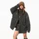 Retro washed workwear denim jacket loose jacket autumn