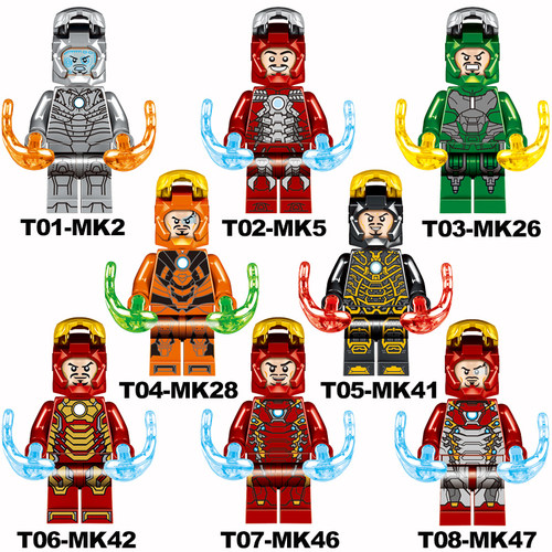 漫威复仇者联盟4钢铁侠3马克MK42装机甲MK85托尼积木人仔 - 图0