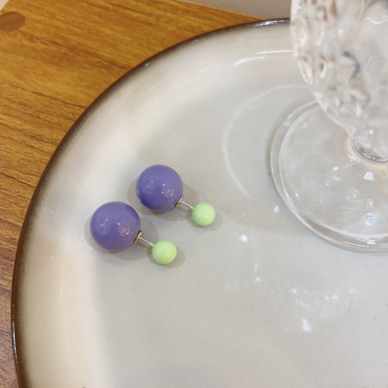 紫色球球俏皮耳钉韩国气质百搭一款两戴耳环时尚个性甜美耳饰春夏 - 图3