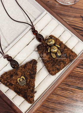 美拉德棕色毛绒项链女秋冬