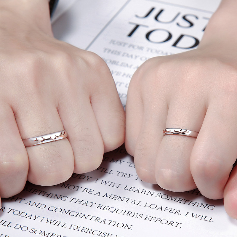 「一鹿有你」一对999纯银情侣戒指 翼盟饰品戒指/指环