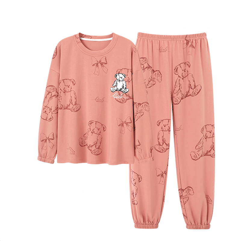 睡衣女士春秋冬季纯棉长袖2025新款可外穿套头束脚大码家居服套装,淘宝优惠券,粉丝福利购,淘宝优惠卷