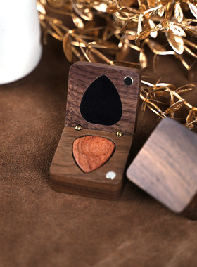 木吉他拨片木盒套装个性化胡桃木礼盒礼物 雕刻个性欧美礼品ETSY