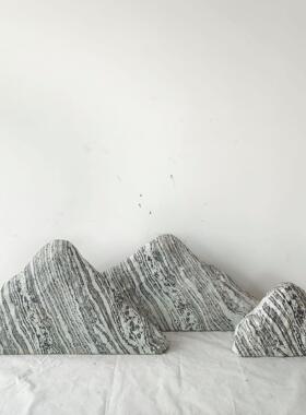 北欧ins商场餐吧客厅橱窗绿植软装落地饰品装饰仿真石头雪浪石