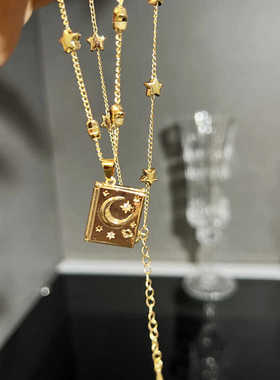 魅芽仙骨开合月亮书项链