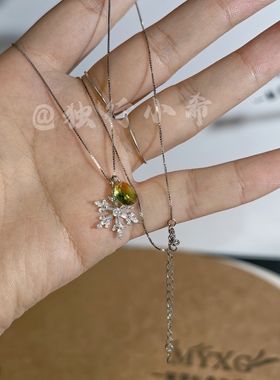 黎夫人雪花水滴s925纯银锁骨链唯美气质新款项链