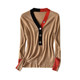 European spring fashion color block V-neck sweater