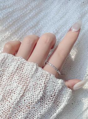 戒指女纯银S925开口食指戒指情侣个性简约不规则小众原创设计指环