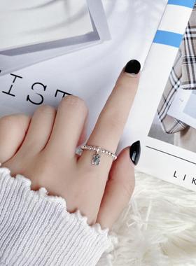 S925纯银圆珠手串戒指ins小众设计高级感手工串珠弹力绳食指戒女