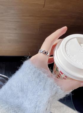 同款S925纯银链条造型戒指韩国创意ins设计网红开口指环