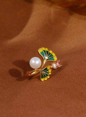 925银针法式复古高级感银杏叶耳钉时尚气质耳环2025爆款耳饰