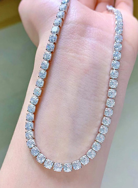 珠宝 2023年新款高碳钻满钻项链 NIS仿真钻石4*4mm排钻链子