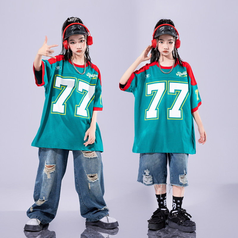 儿童街舞演出服男童嘻哈酷帅潮服破洞牛仔裤女童爵士舞少儿表演服,淘宝优惠券,粉丝福利购,淘宝优惠卷