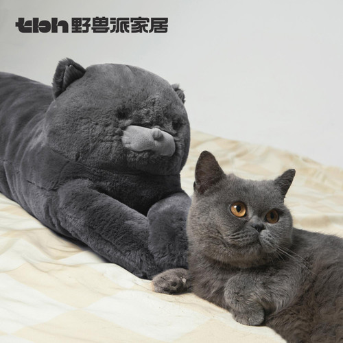 tbh野兽派家居懒蓝猫长条抱枕夹腿靠垫沙发腰枕送人礼物 - 图1