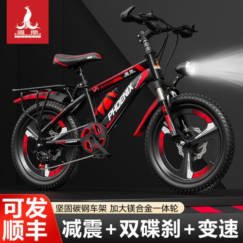 凤凰儿童自行车6-12岁男女孩中大童小学生山地车变速碟刹20寸单车 - 图0