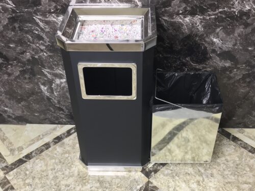 不锈钢圆形垃圾桶酒店环卫大堂立式烟灰户外果皮箱方形带内桶包邮 - 图1
