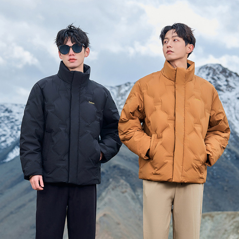 【蓄热三防】卡宾无缝羽绒服男冬季潮流时尚宽松保暖潮牌立领外套 宾男实拍商品图