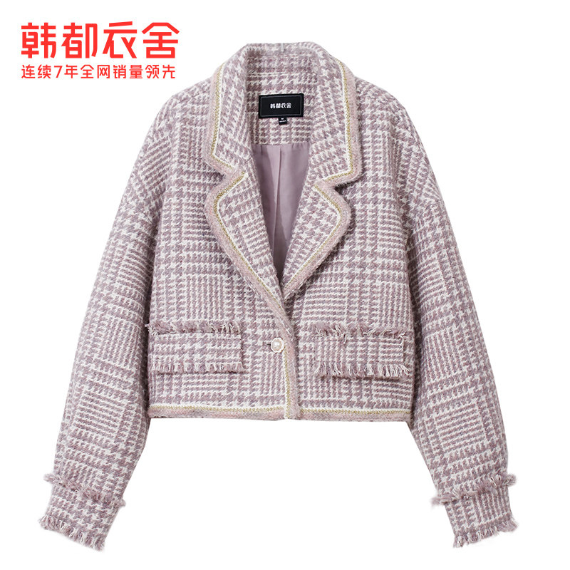 韩都衣舍outlets冬女装韩版 韩都衣舍outlets店毛呢外套