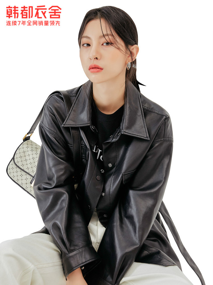 韩都衣舍outlets冬季黑色工装夹克 韩都衣舍outlets店短外套