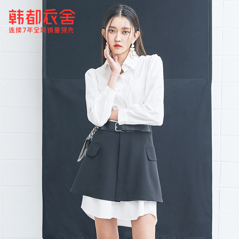 韩都衣舍outlets冬高腰开叉连衣裙 韩都衣舍outlets店连衣裙