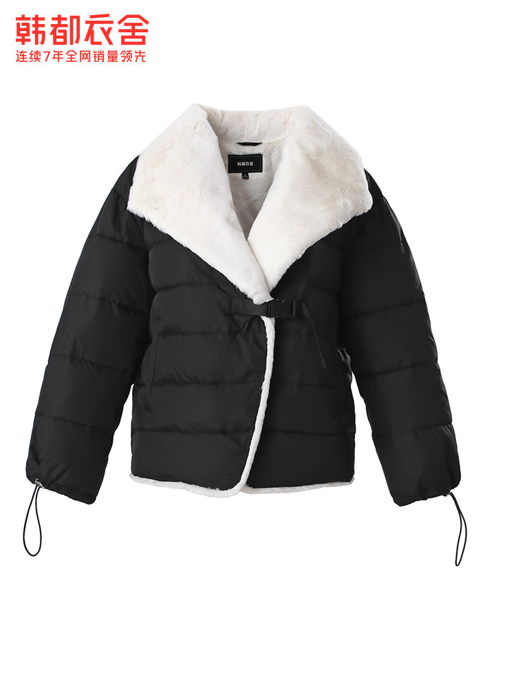 韩都衣舍outlets冬季翻领宽松棉服 韩都衣舍outlets店棉衣/棉服