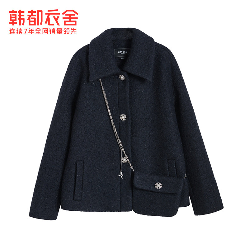 韩都衣舍outlets2021新粗花呢大衣 韩都衣舍outlets店毛呢外套