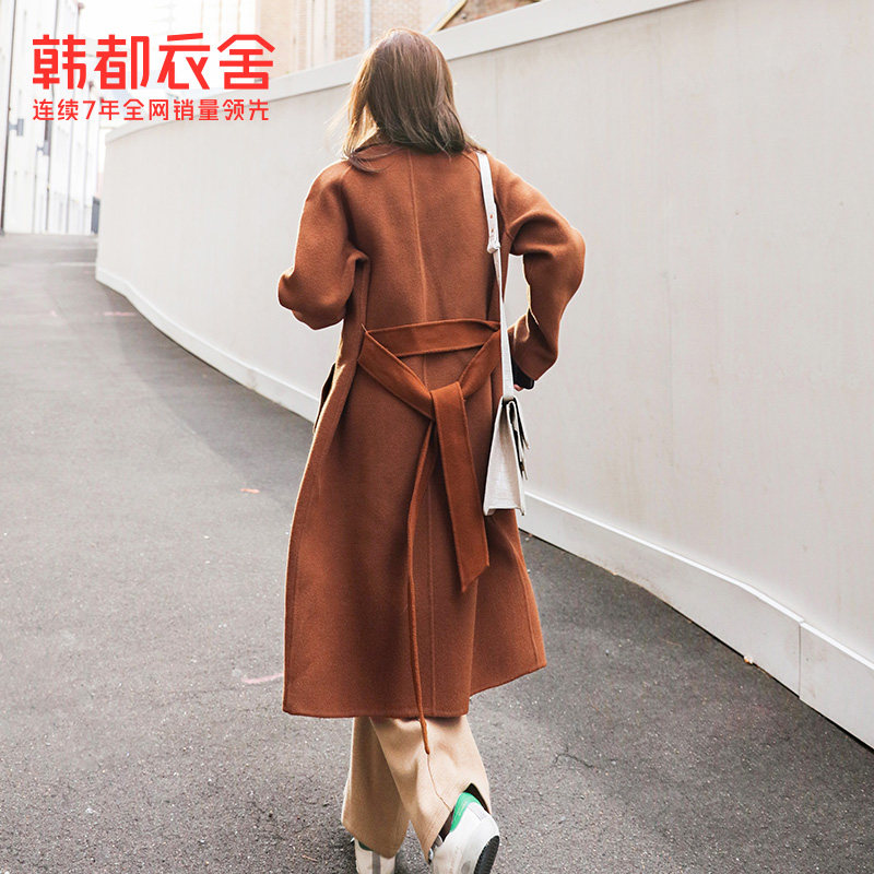 韩都衣舍outlets冬韩版宽松长款 韩都衣舍outlets店毛呢外套