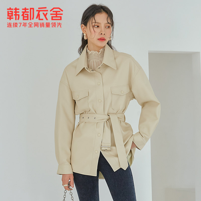 韩都衣舍outlets冬季黑色工装夹克 韩都衣舍outlets店短外套