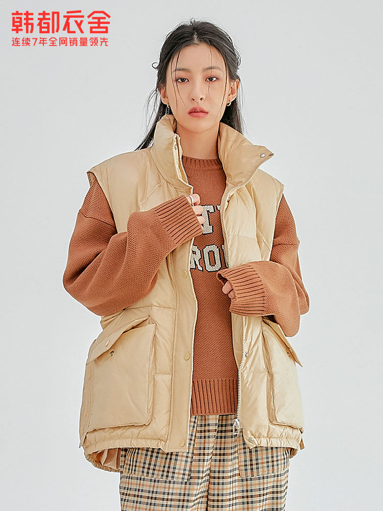 韩都衣舍outlets冬宽松羽绒马甲 韩都衣舍outlets店马夹